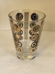 Vintage 4 Retro 4oz Clear Glass Drinking Glasses Gold & Black Abstract Design