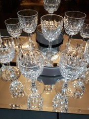 12 Wine Cordial glasses American Brilliant period cut Glass crystal Oval & Split
