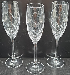 (10) Cristal D’Arques Junon Fluted Champagne Set Crystal Cut Clear Stemware Lot