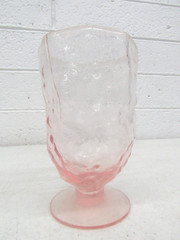 Seneca Glass Pink Clear Driftwood Crinkle 5″ Footed Tumbler Glasses Set of 4