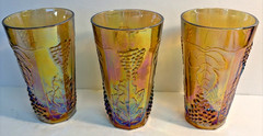 Vintage Indiana 6” Glass Harvest Grape Marigold Carnival Drinking Glasses Set 6