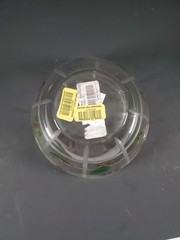 Fifth Avenue Crystal Bowl Hand Cut Floral Designs Painted Geometric 9″ Across