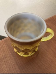 Fire King Kimberly Brown Yellow Ombre Coffee Mug Made in USA 3.75″ tall 8 oz