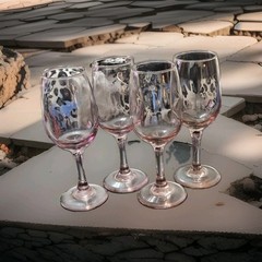 Arcoroc Rosaline Pink Swirl Oversized 7.25″ Wine Goblets France Set 9 Rare 1980