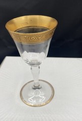4 TIFFIN FRANCISCAN Cordial/Sherry Glasses w/Gold Rambler Rose Relief Bands Set