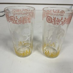 Vintage Hazel Atlas “Americana” Series Drinking Glasses Tumblers Set Of 2