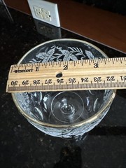 Bartlett Collins Water Goblet Etched Glass Thumb Print Gold Rimmed Glass