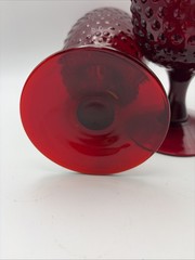 Vintage Ruby Red Hobnail Glass Goblets Set of 2 Pedestal Wine Water Glasses