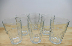 Libbey Crisa Boston Clear Cooler Tumblers 8 panel 14 oz HEAVY Set of 6