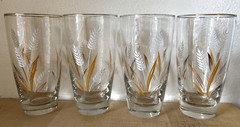 Vintage Libbey Gold Wheat Leaf Spray Glasses – Set of 4 MCM Gold-Rim Tumblers