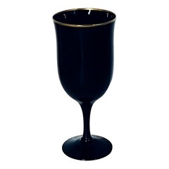 Noritake REMEMBRANCE EBONY Black Gold Trim Wine Water Iced Tea Glass NEW CHOOSE