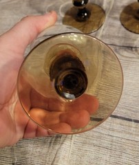 Libbey Set Of 4 Libby Tulip Two Tone Stemware Glass Goblets 12 Oz