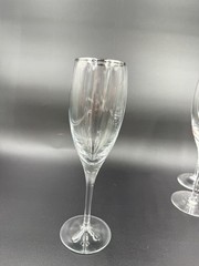 9 Lenox Ariel Crystal Flutes Set Vintage Elegant Platinum Trim Clear Stemware