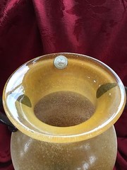 FLAWLESS Exquisite DESIGN GUILD Yellow ROMANIAN Bronze Footed Handles VASE URN