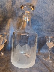 J.G. Durand Cristal D’Argues Florence Crystal Tulip Frosted Decanter or Glasses