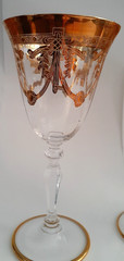 4 Stauer «Allegro» 24K Gold Trimmed 8″ Crystal Wine Glasses From Empoli Italy