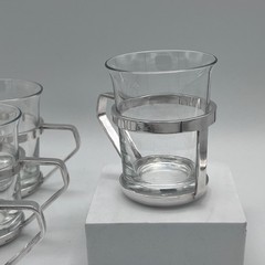Gio Ponti Tea ESPRESSO Glass MCM SET 4 BERNDORF LUZERN Alpacca Swiss Mid-Century