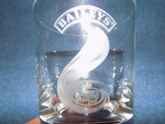 2-Collectible Bailey’s Irish Crm Glasses Bubble Base Etched Swirl w/Celtic Knot
