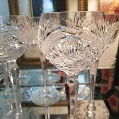 5 Clear LAUSITZER LAUSITSER Germany Multiple Cut Crystal Hock Wine Glass 8 3/4”