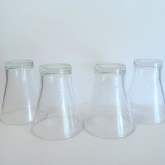 Bormioli Rocco Glass Tumblers Set Of 4 Clear 8oz Wide Rim Flared Base Tempered