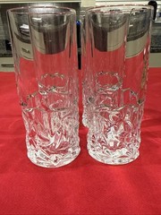 SET OF (4) TIFFANY & CO ROCK CUT HIGHBALL GLASSES, Lead Crystal, 6 1/2″; Germany