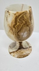 Set of 6 Onyx Marble Stone Goblets Drinking Glasses Striped Natural Stone