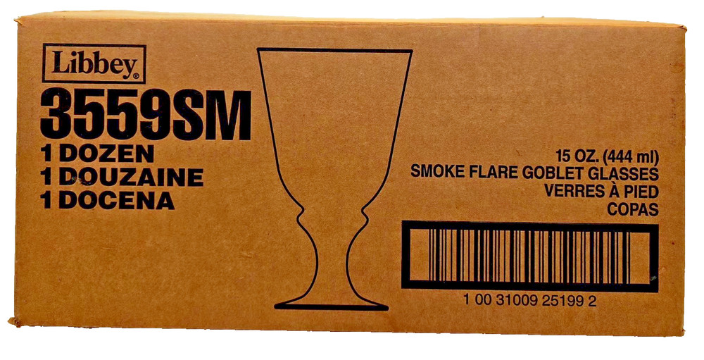 Libbey 3559SM Smoke Flare Goblets 15 oz – Full Dozen New in Open Box