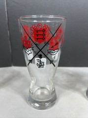 4 Vintage Libbey Pilsner Beer Glasses Coat of Arms Swords Shields Knights Armour