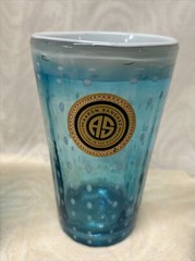 Handblown Turquoise With White Dots Drinking Glass Aaron Sanchez New With Label