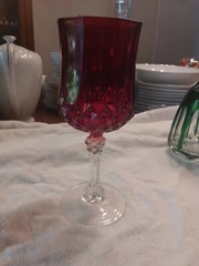 Rare Longchamp 25th Anniversary Crystal Ruby Glasses (x6)France 2003
