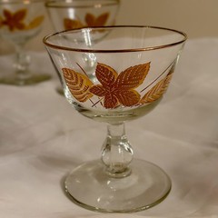 Vtg 4 Libbey Gold Leaf Champagne Sorbet GlassesGolden Leaf Clear Gold Rim MCM