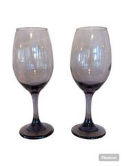 Set of 2 Vintage Libbey Glass Premiere Plum Wine Glass 14 oz 8.5 in tall