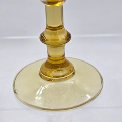 8 Panel Wafer Stem Amber Yellow Liquor Cocktail Set 4 Glass Discontinued
