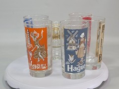 Vtg 5 Libbey International Cities of The World Highball Glasses & 1 Goblet MCM