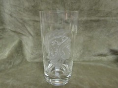 Vintage Deep Sand Carved Trojan Spartan Design Crystal Glass Tall Tumbler