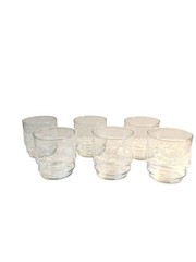 Vintage Flat Tumbler Recollection White Decal Pattern Indiana Glass Set Of 6