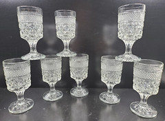 8 Anchor Hocking Wexford Claret Wine Glasses Set Vintage Cut Etched Bar Ware Lot