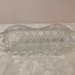 Clear Glass Basket Weave Pattern Bowl Basket Ruffle Edge – Ships Fast