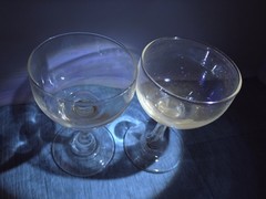 VINTAGE Tiffin-Franciscan IRID Cordial Dessert GLOW GLASS Wine Glasses Set 2 EUC