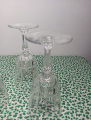 Vintage Set Of 4 Victoria Cut Knob Stem Wine Glasses 6.7/8″