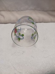 Glass Bedside Decanter Tumble Up Hand Painted Pink Floral 7″ Tall