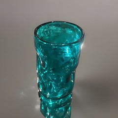 Blenko Teal Turquoise Dimple Glass Handblown Smooth Tumbler – 5.75” Vintage