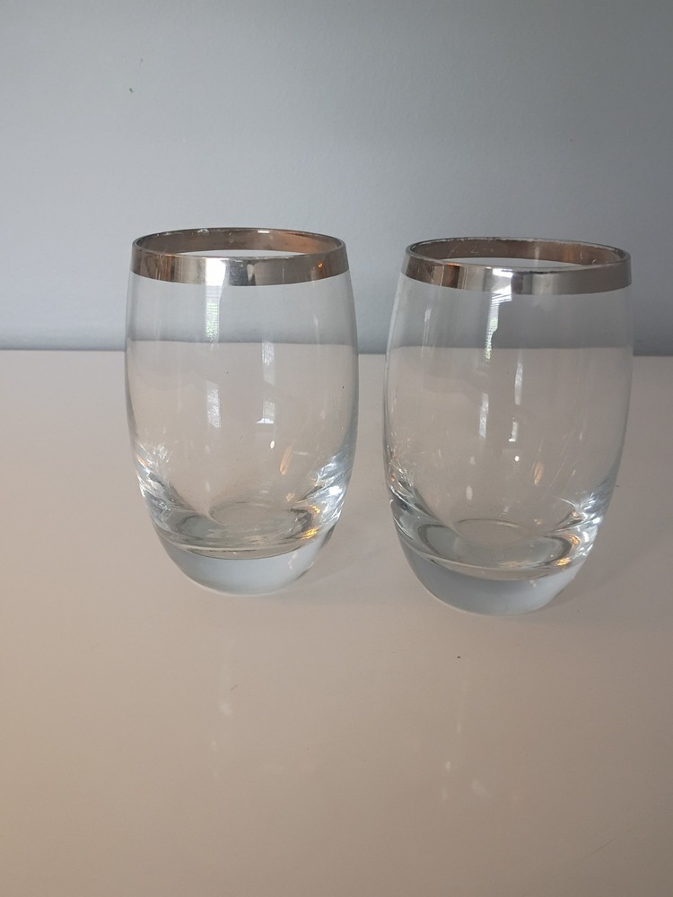 Dorothy Thorpe Silver Rim Set of 2 Tall Roly Poly Gobletss