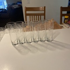 6 Vintage Noritake Sasaki Bamboo Tiki Etched Tom Collins Glasses 7” Tall