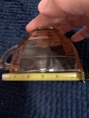 Unique Glass Coffee Cup Orange Carnival Footed Pressed Elegant Scroll Handle