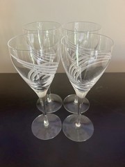 Lenox Wine Glasses “windswept” Crystal -gorgeous Set Of 4 – Perfect!