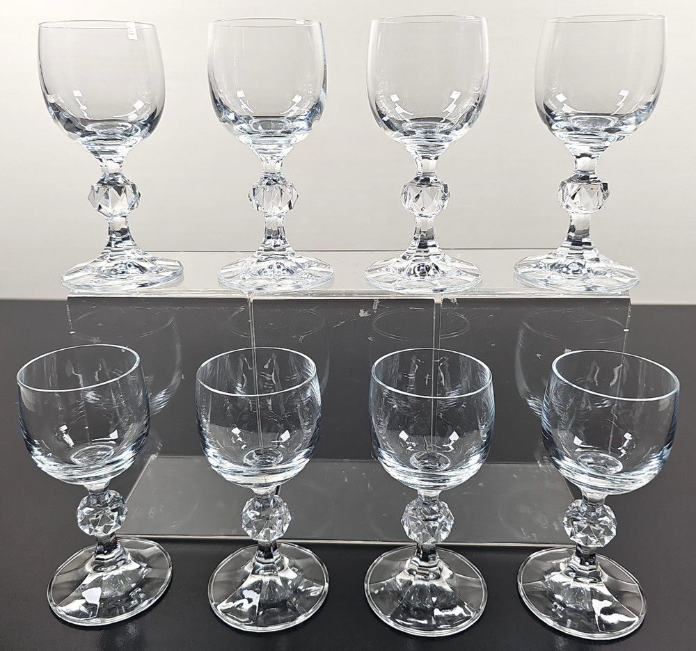 (8) Import Assoc Claudia Cordial Glasses Set Vintage Ball Stemware Bar Retro Lot