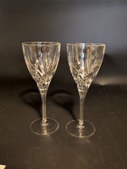 PAIR Trix White Wine 8 1/4″ Swirl Cut Pair 8 Oz Royal Crystal ROCK