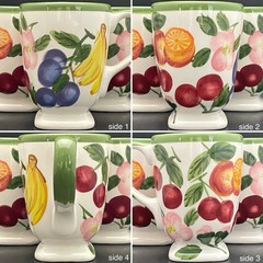 Tabletops Hand Painted 5 Piece Sorbet Coffee Mugs c1990s Made in China 5″t 12oz