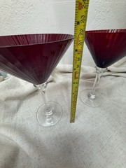 2 Ruby Red Mega Large Martini Glasses“Souffle A La Bouche” Ribbed Bowl by PIER 1